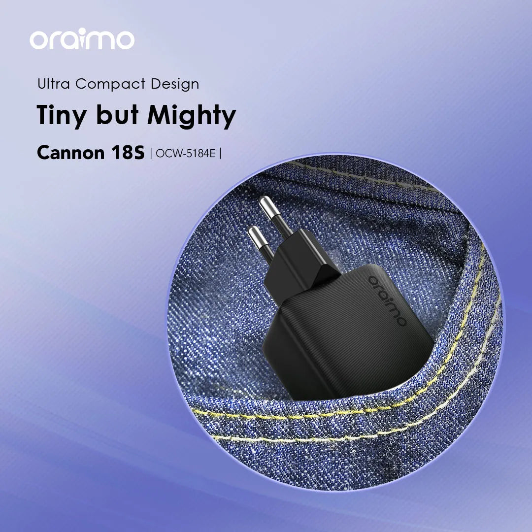 Oraimo Cannon 18S 18W Wall Charger OCW-5184E + Usb - Lightning Black(Only a plug, no date cable)