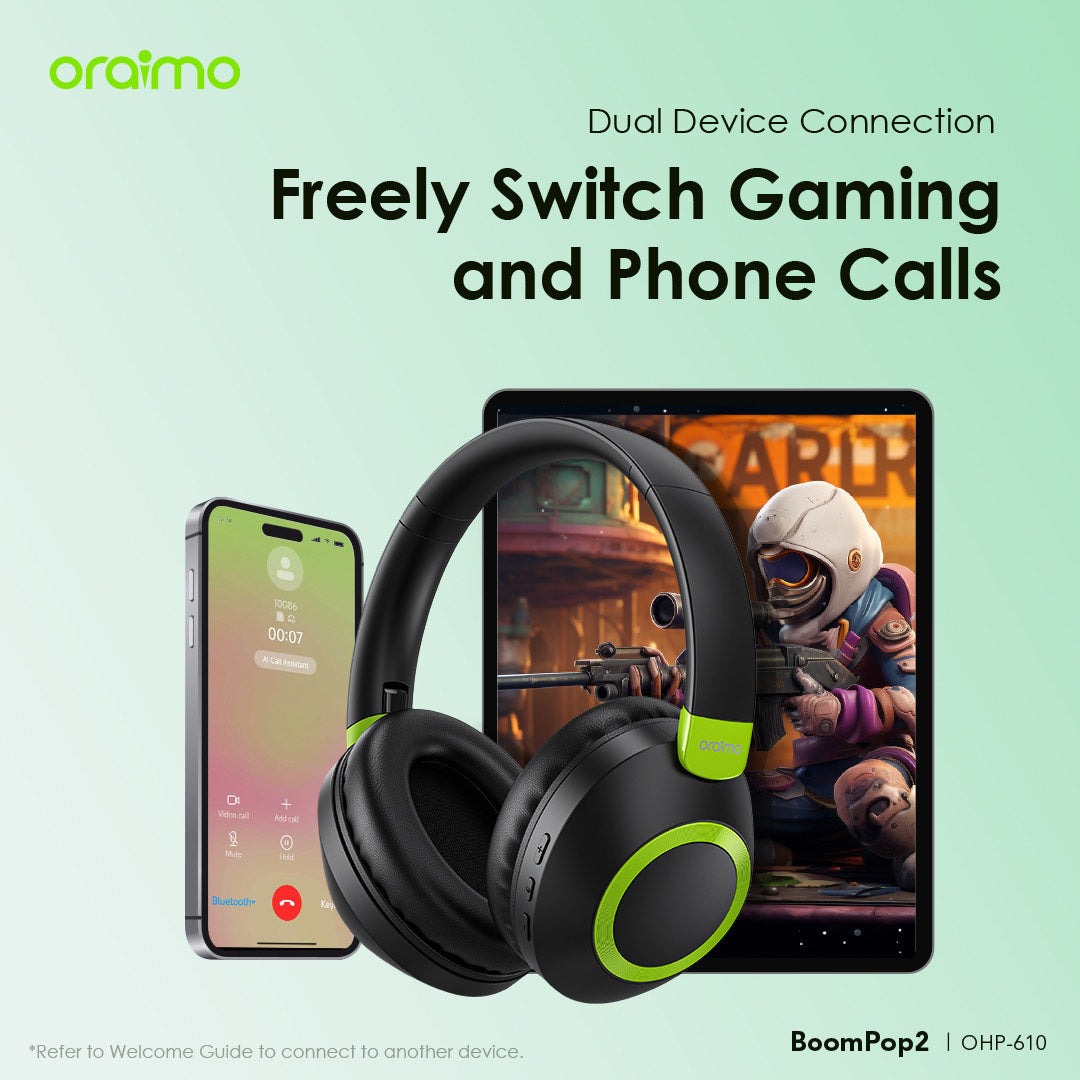 Oraimo BoomPop 2 OHP-610 – 60h Battery, Bass Boost, ENC Mic & Dual Connection