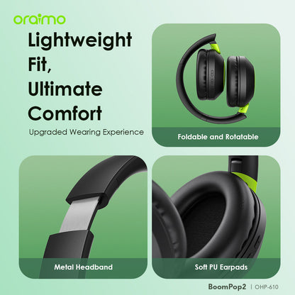 Oraimo BoomPop 2 OHP-610 – 60h Battery, Bass Boost, ENC Mic & Dual Connection