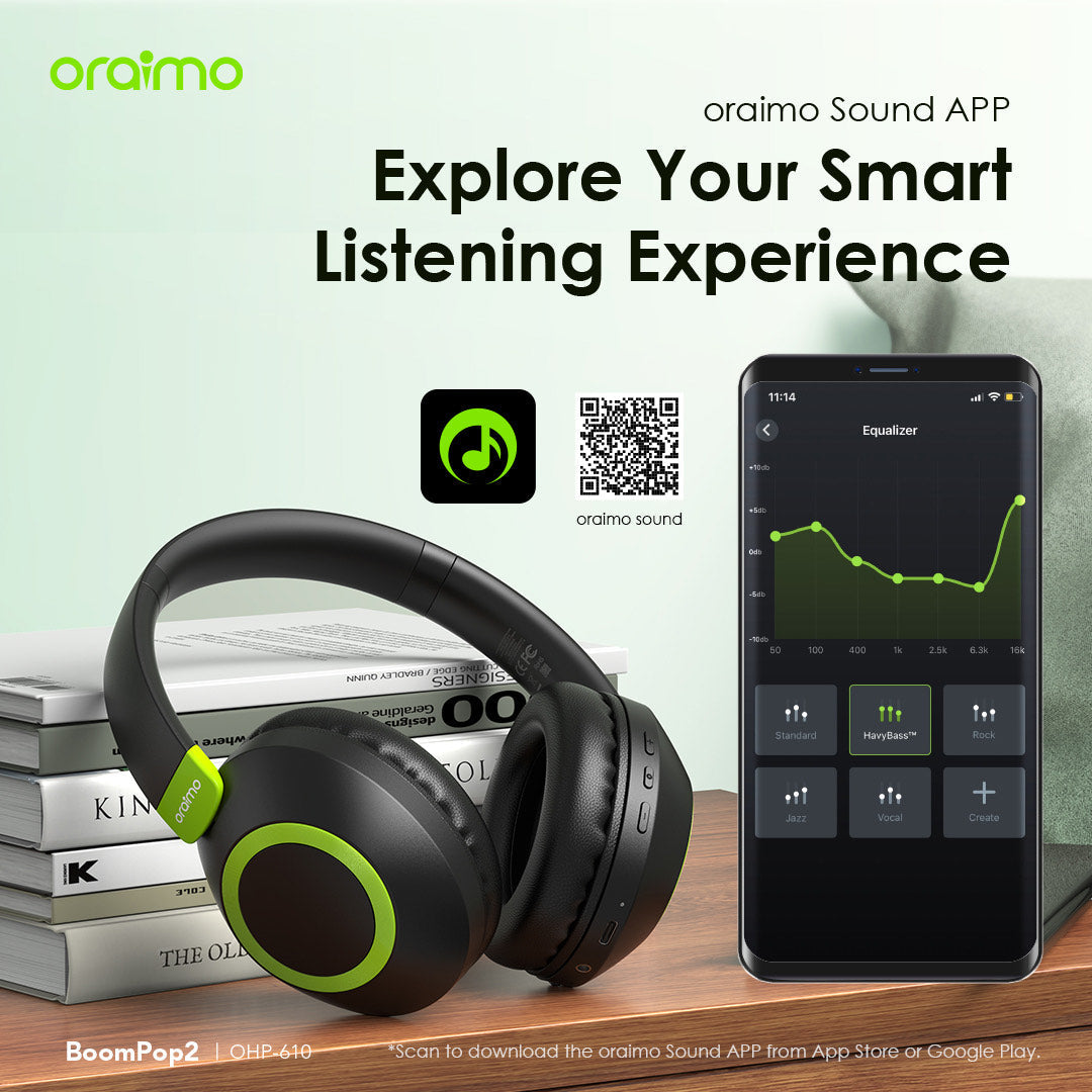 Oraimo BoomPop 2 OHP-610 – 60h Battery, Bass Boost, ENC Mic & Dual Connection