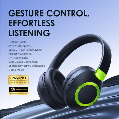 Oraimo BoomPop 2S OHP-610S – Gesture Control, 60h Battery, Bass Boost & ENC Mic