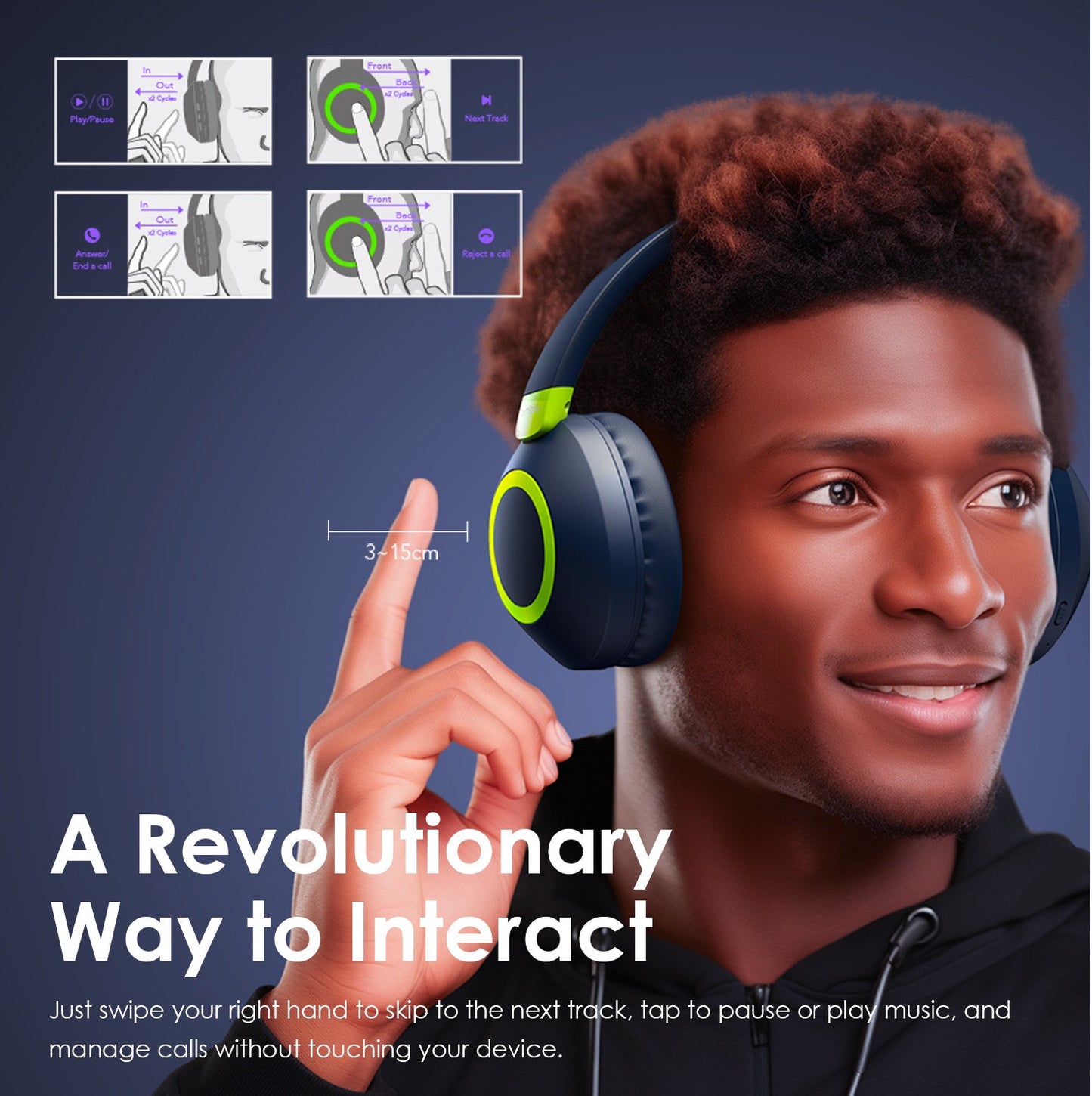 Oraimo BoomPop 2S OHP-610S – Gesture Control, 60h Battery, Bass Boost & ENC Mic