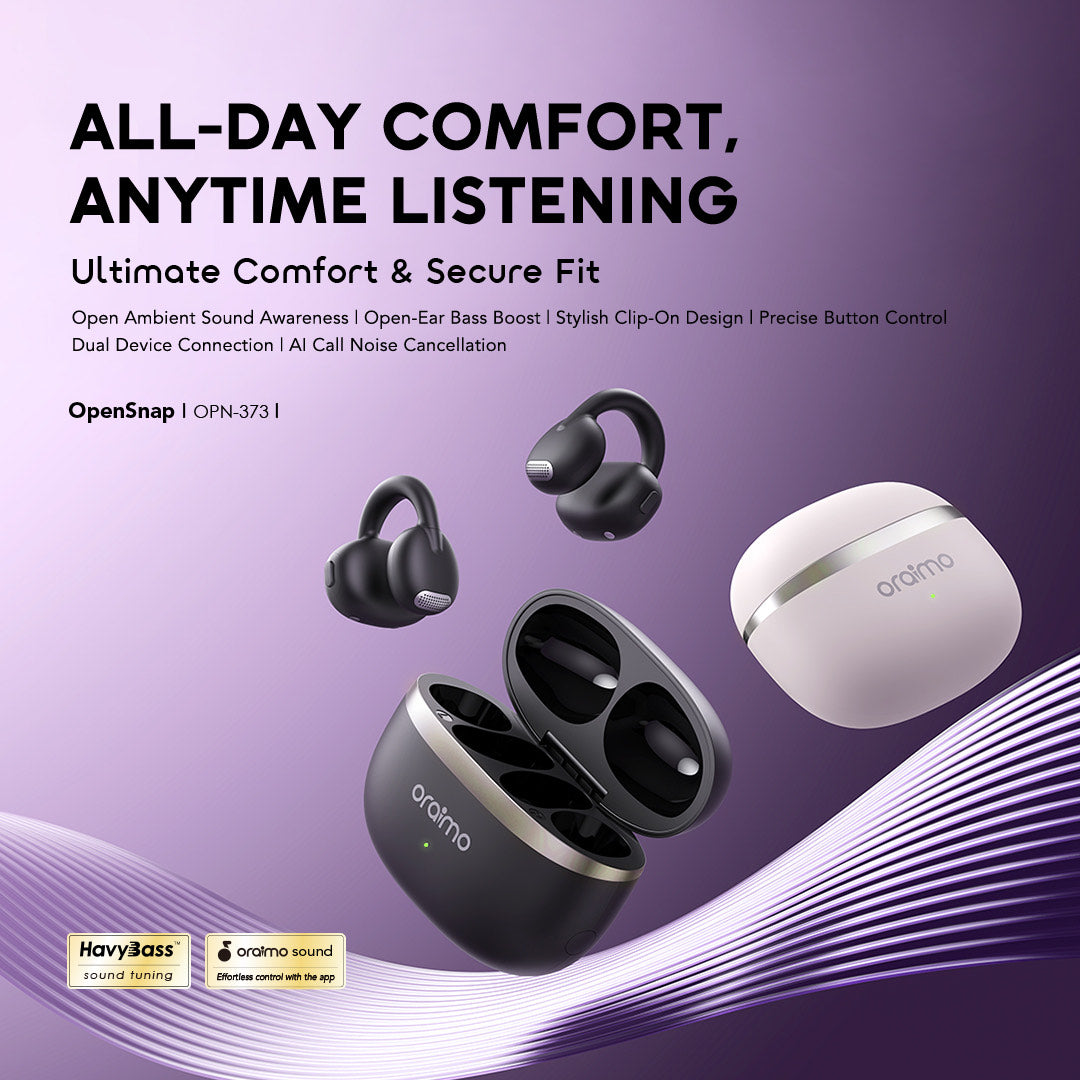 Oraimo OpenSnap – Open-Ear Fit, ENC Mic & 26h Battery