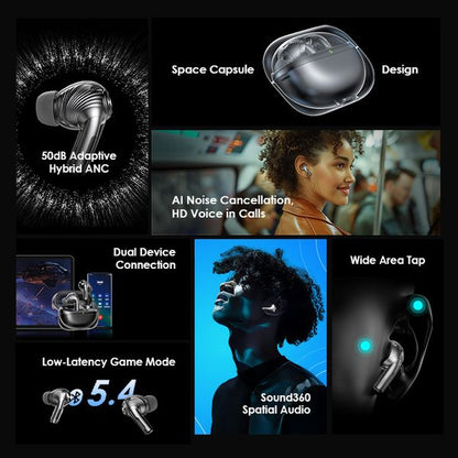 SpaceBuds Pro  – 50dB Hybrid ANC, 32h Battery & 4-Mic ENC