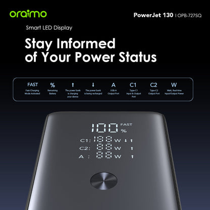 Oraimo PowerJet 130 – 130W 27600mAh, Laptop, Phones - Fast Charging