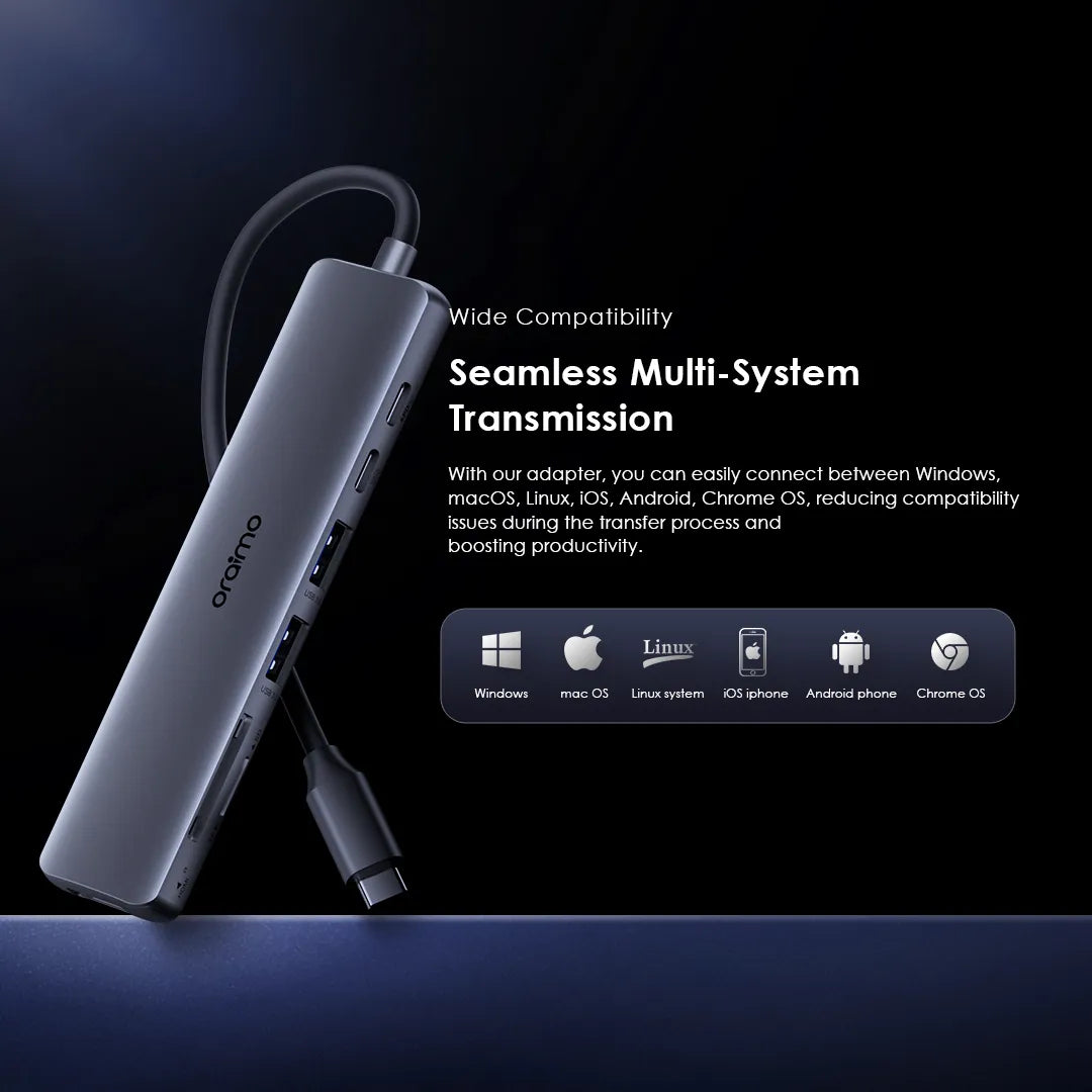 Oraimo PowerTrans Hub USB-C 7 in 1 Multifunctional Adapter Docking Station