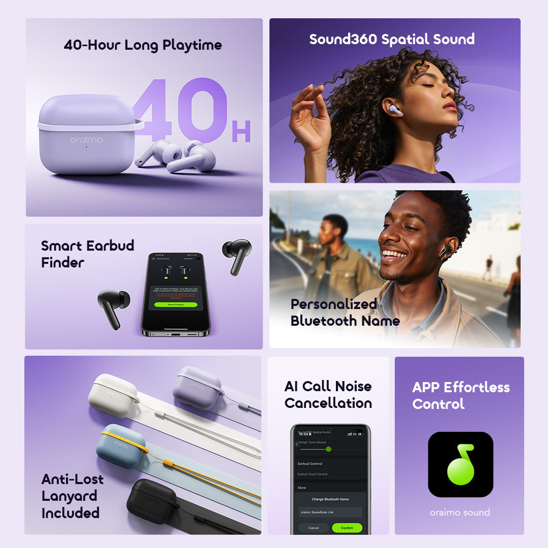 Oraimo SpaceBuds Lite OTW-324 – 40h Playtime, ENC Calls & Powerful Bass