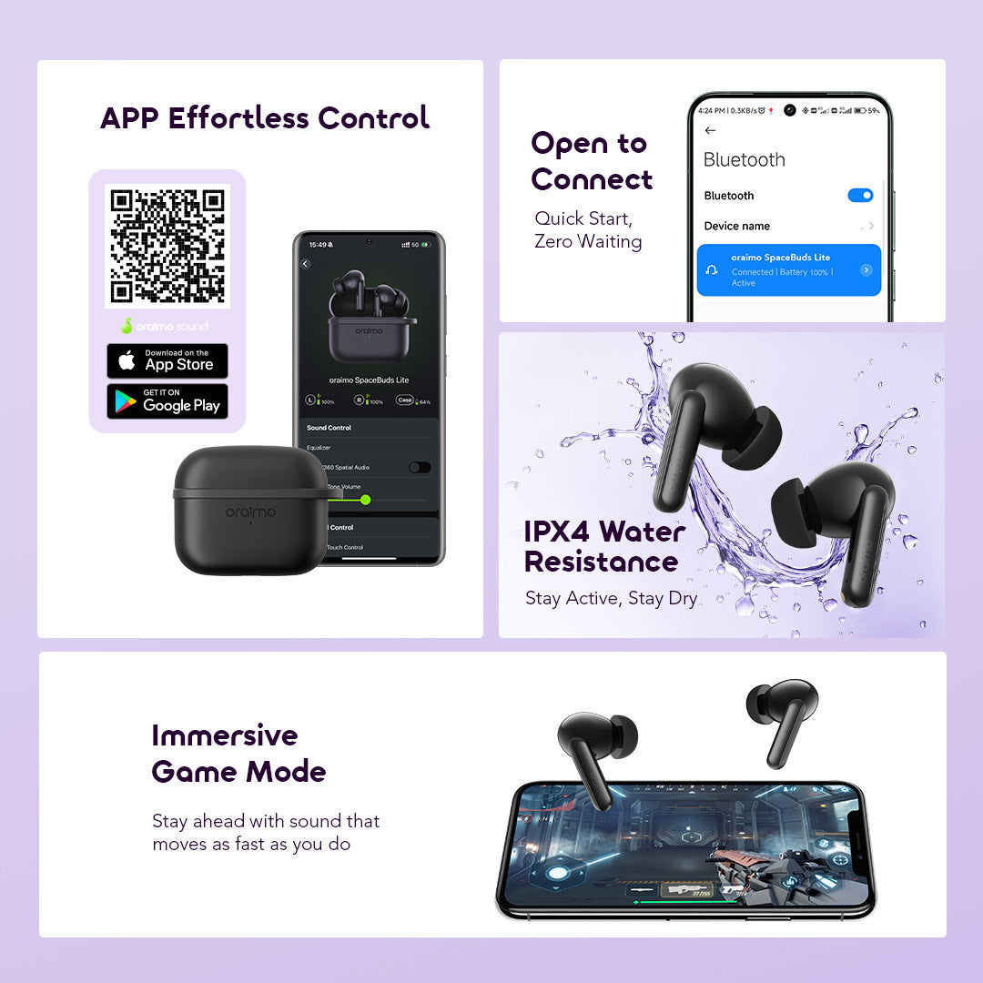 Oraimo SpaceBuds Lite OTW-324 – 40h Playtime, ENC Calls & Powerful Bass