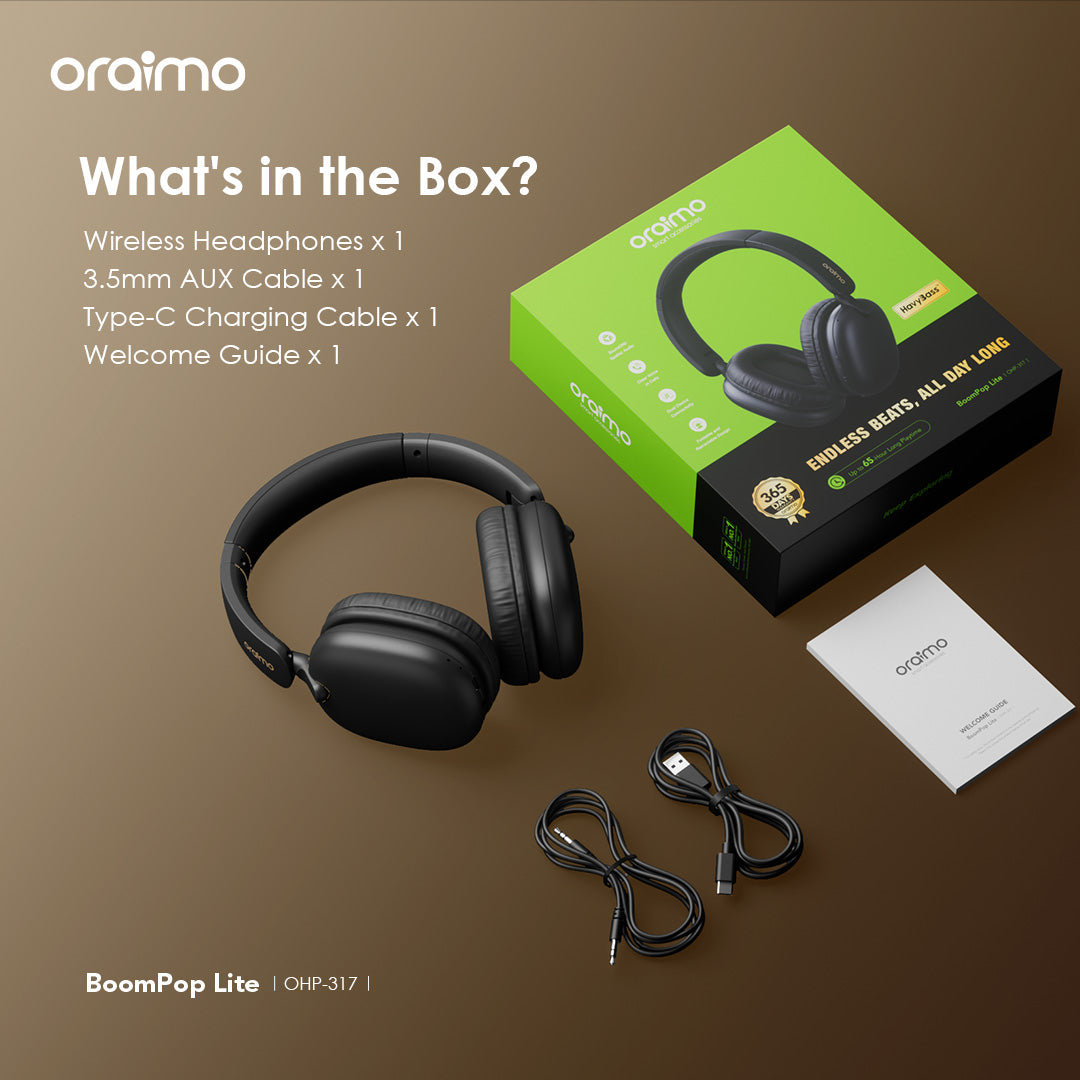 Oraimo BoomPop Lite OHP-317 – 65h Battery, ENC Mic & Gaming Mode