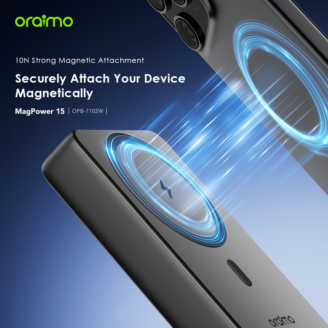 Oraimo MagPower 15 – Magnetic 10000mAh Power Bank with 15W Wireless & 22.5W Wired Charging