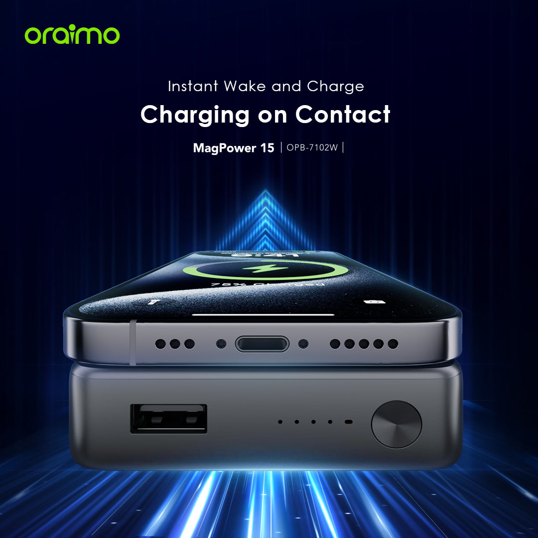 Oraimo MagPower 15 – Magnetic 10000mAh Power Bank with 15W Wireless & 22.5W Wired Charging