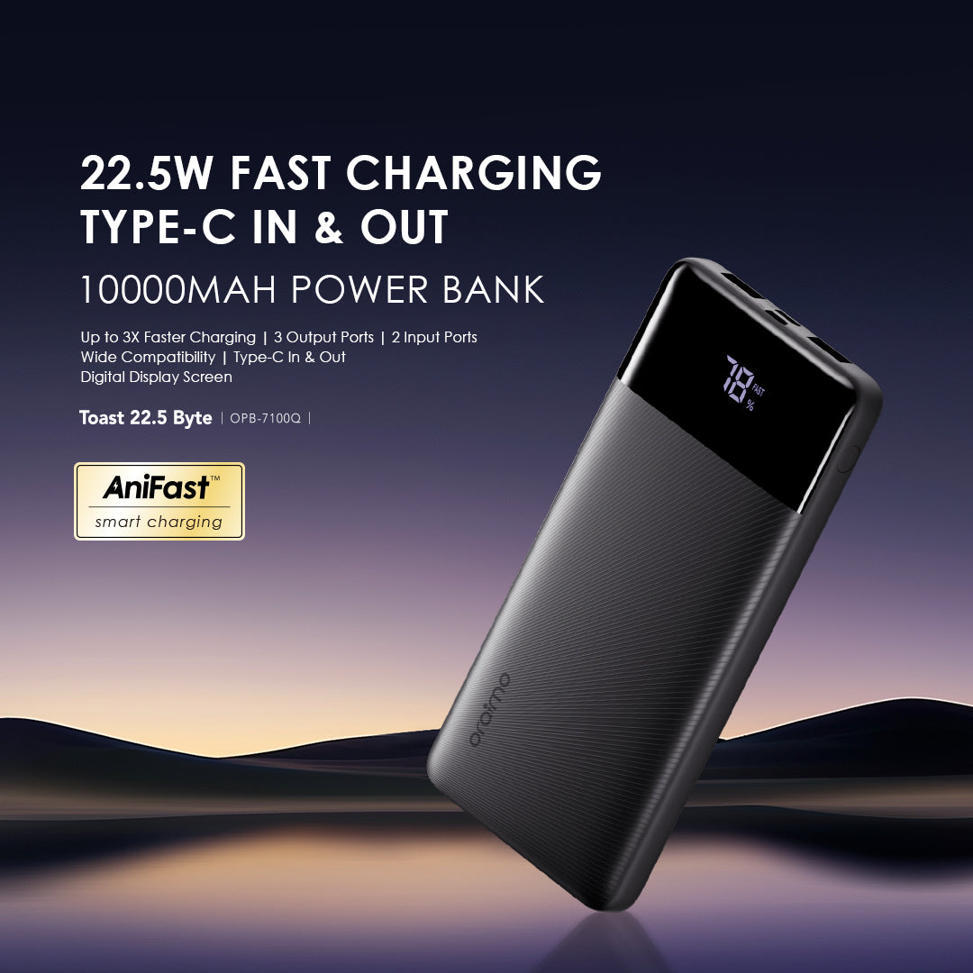 Oraimo Toast 22.5 – 10.000mAh  with 22.5W Fast Charging & LED Display