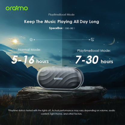 Oraimo SpaceBox – Bluetooth Speaker with Bass Boost, LED Light & 30h Battery