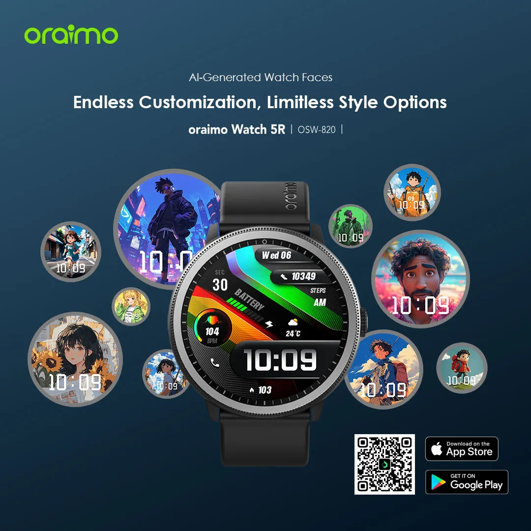Oraimo Watch 5R – 1.43" AMOLED Bluetooth Calls & 100+ Sport Modes