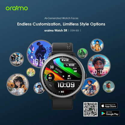 Oraimo Watch 5R – 1.43" AMOLED Bluetooth Calls & 100+ Sport Modes