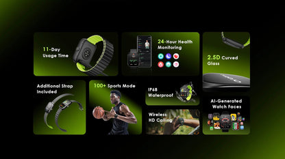 Watch Nova N – 2.04" AMOLED, 11-Day Battery & Dual Straps