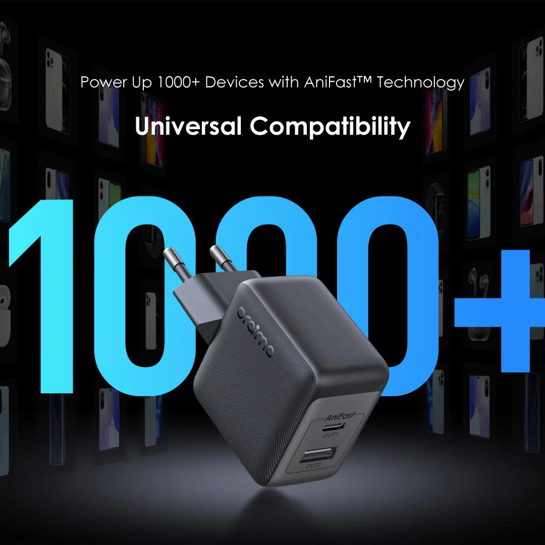 Oraimo PowerCube 33 Pro OCW-7331E – 33W Dual-Port GaN Fast Charger with 60W USB-A to USB-C Cable