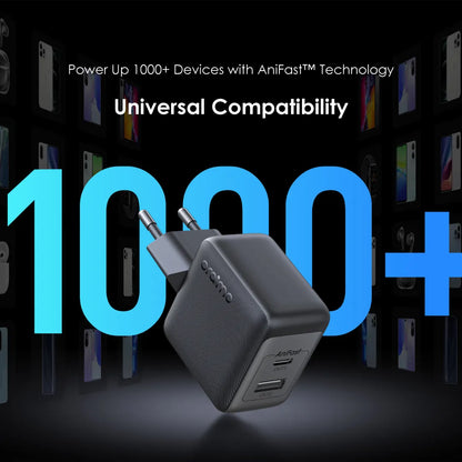 Oraimo PowerCube 33 Pro OCW-7331E – 33W Dual-Port GaN Fast Charger with 60W USB-A to USB-C Cable